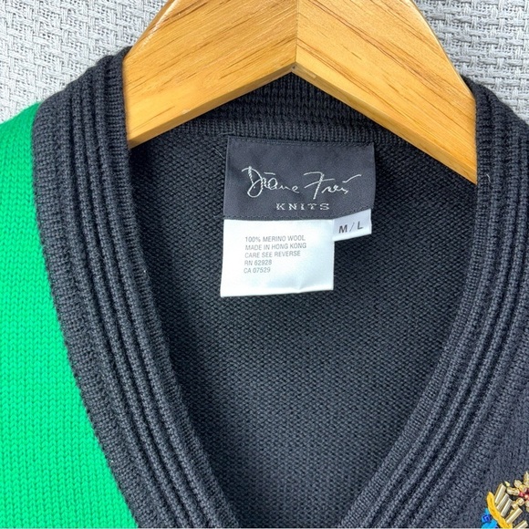 Vtg 1980’s Diane Freis 100% Merino Wool Colorful Sweater Women Sz Med Eclectic - Picture 4 of 9